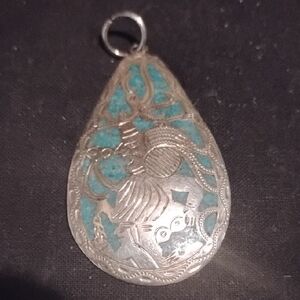 Artisan Silver and Turquoise Teardrop Necklace